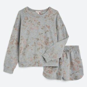 Stitch Fix CHENAULT GIRL Kathie French Terry Sweatshirt + Short Set 14 | Grey